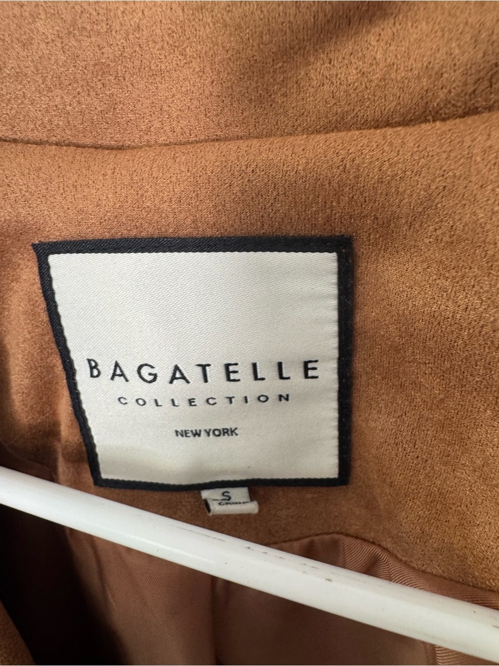 bagatelle Cognac Brown Suede Cropped Trench Coat - Picture 2 of 2